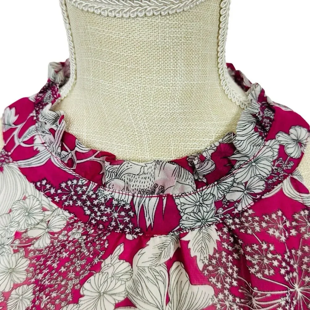 Liberty of London Floral Tank Top High Neck Lined Breezy Womens Sz M Pink White - Picture 9 of 11